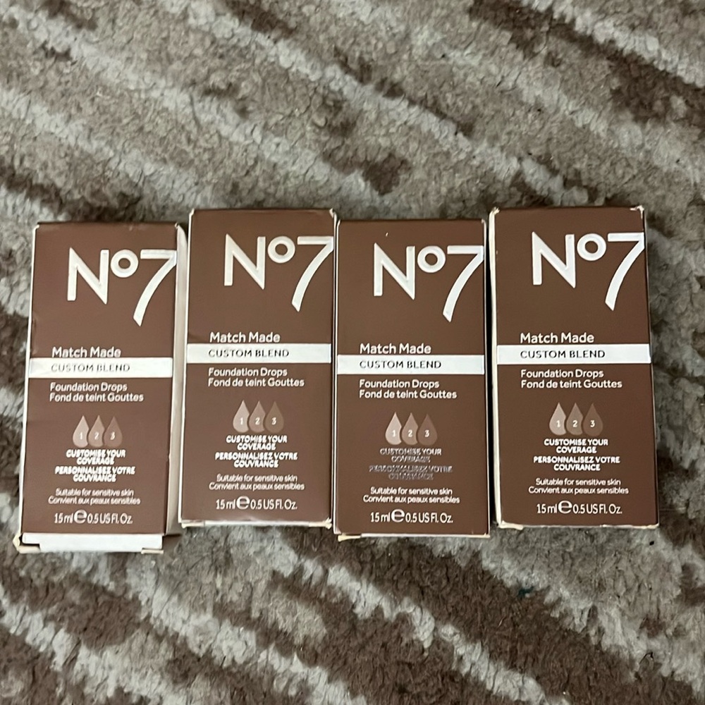 ✨ No7 Match Made Custom Blend Fundation Drops - Walnut - 4 Pack Bundle Set